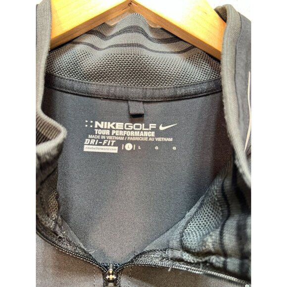 Nike Golf Dri-Fit Tour Performance Athletic Shirt Men L Black 1/4 Zip Activewear - Picture 2 of 11